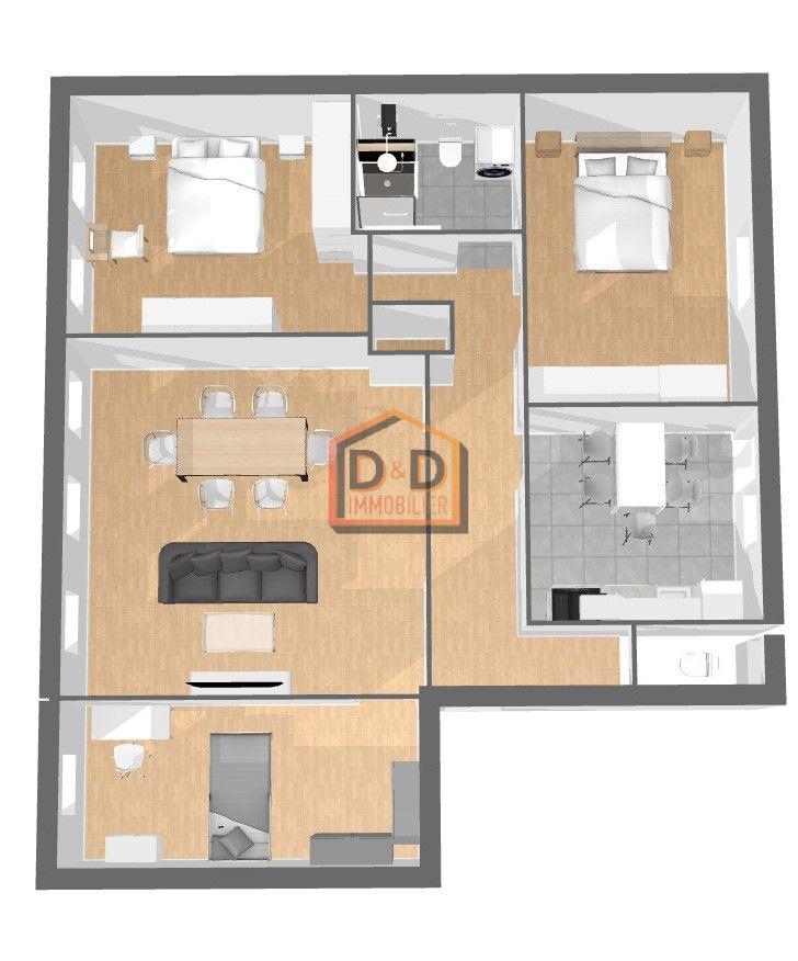Appartement à Esch-Sur-Alzette, 3 chambres, 1 salle de bain, 1 650 €/mois